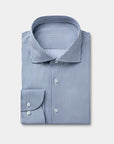 COTTON ELASTIC MERCERIZED NON-IRON SHIRT 100S BLUE PINSTRIPES