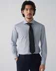 COTTON ELASTIC MERCERIZED NON-IRON SHIRT 100S BLUE PINSTRIPES