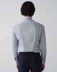 COTTON ELASTIC MERCERIZED NON-IRON SHIRT 100S BLUE PINSTRIPES