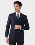 SUIT JACKET IN A WOOL BLEND BLUE AND BLACK STRIPES