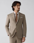 SUIT JACKET IN A WOOL BLEND KHAKI STRIPES