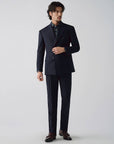 SUIT IN A WOOL BLEND NAVY STRIPES