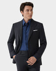 SUIT JACKET IN A WOOL BLEND GRAY HERRINGBONE PATTERN