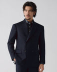 SUIT JACKET IN A WOOL BLEND NAVY STRIPES