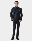 SUIT IN A WOOL BLEND GRAY HERRINGBONE PATTERN