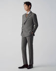 SUIT IN VIRGIN WOOL GRAY GRID PATTERN