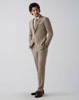 SUIT IN A WOOL BLEND KHAKI STRIPES