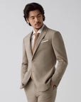 SUIT JACKET IN A WOOL BLEND KHAKI STRIPES