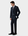 SUIT IN MICRO-PATTERNED VIRGIN WOOL NAVY