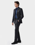 SUIT IN A WOOL BLEND GRAY HERRINGBONE PATTERN