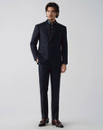 SUIT IN A WOOL BLEND NAVY STRIPES