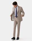 SUIT IN MICRO-PATTERNED VIRGIN WOOL BEIGE