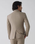 SUIT JACKET IN A WOOL BLEND KHAKI STRIPES