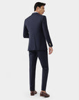 SUIT IN A WOOL BLEND BLUE AND BLACK STRIPES