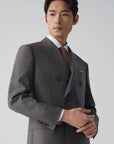 SUIT IN VIRGIN WOOL GRAY GRID PATTERN