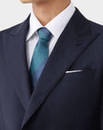 SUIT JACKET IN A WOOL BLEND BLUE AND BLACK STRIPES