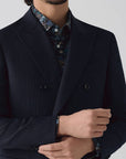 SUIT JACKET IN A WOOL BLEND NAVY STRIPES