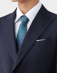 SUIT IN A WOOL BLEND BLUE AND BLACK STRIPES