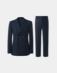 SUIT IN A WOOL BLEND BLUE AND BLACK STRIPES