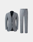 LEISURE SUIT IN A LINEN BLEND NAVY AND WHITE GRID PATTERN